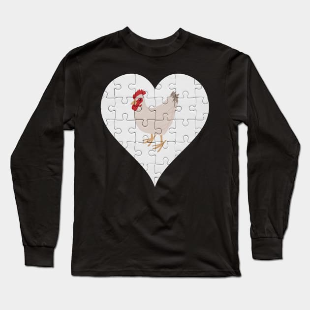 Jigsaw  Hen Heart Design - Farm Animals Hen Long Sleeve T-Shirt by giftideas